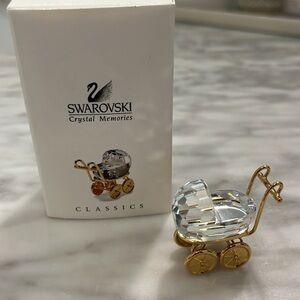 Swarovski Crystal Memories Classics Baby Carriage Gold Collectible Mom Gift
